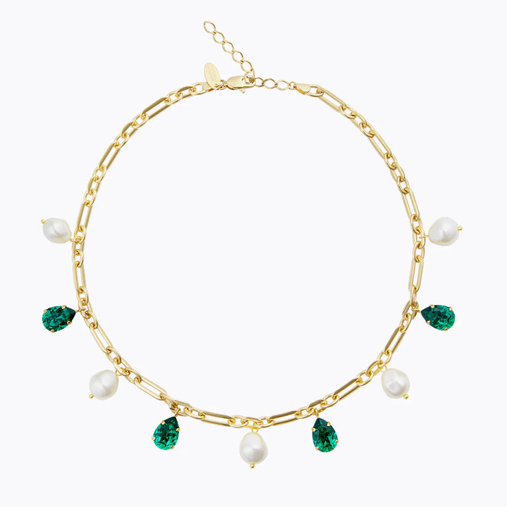 AYRA NECKLACE GOLD PEARL / MAJESTIC GREEN