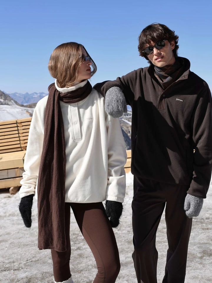 Polar Fleece Half- Snap Pullover Creme