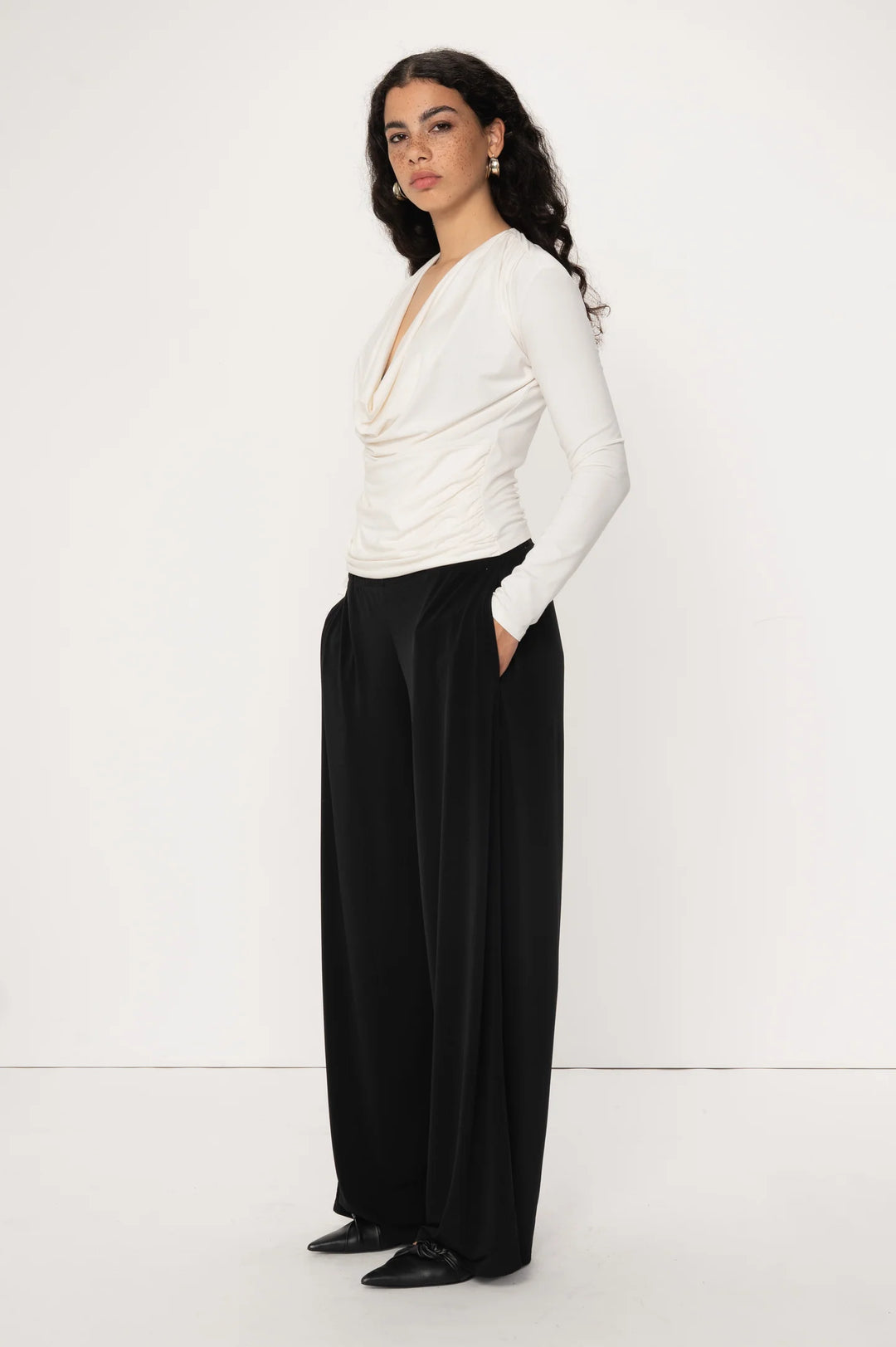 Zyra High Waist Jersey Trousers Black