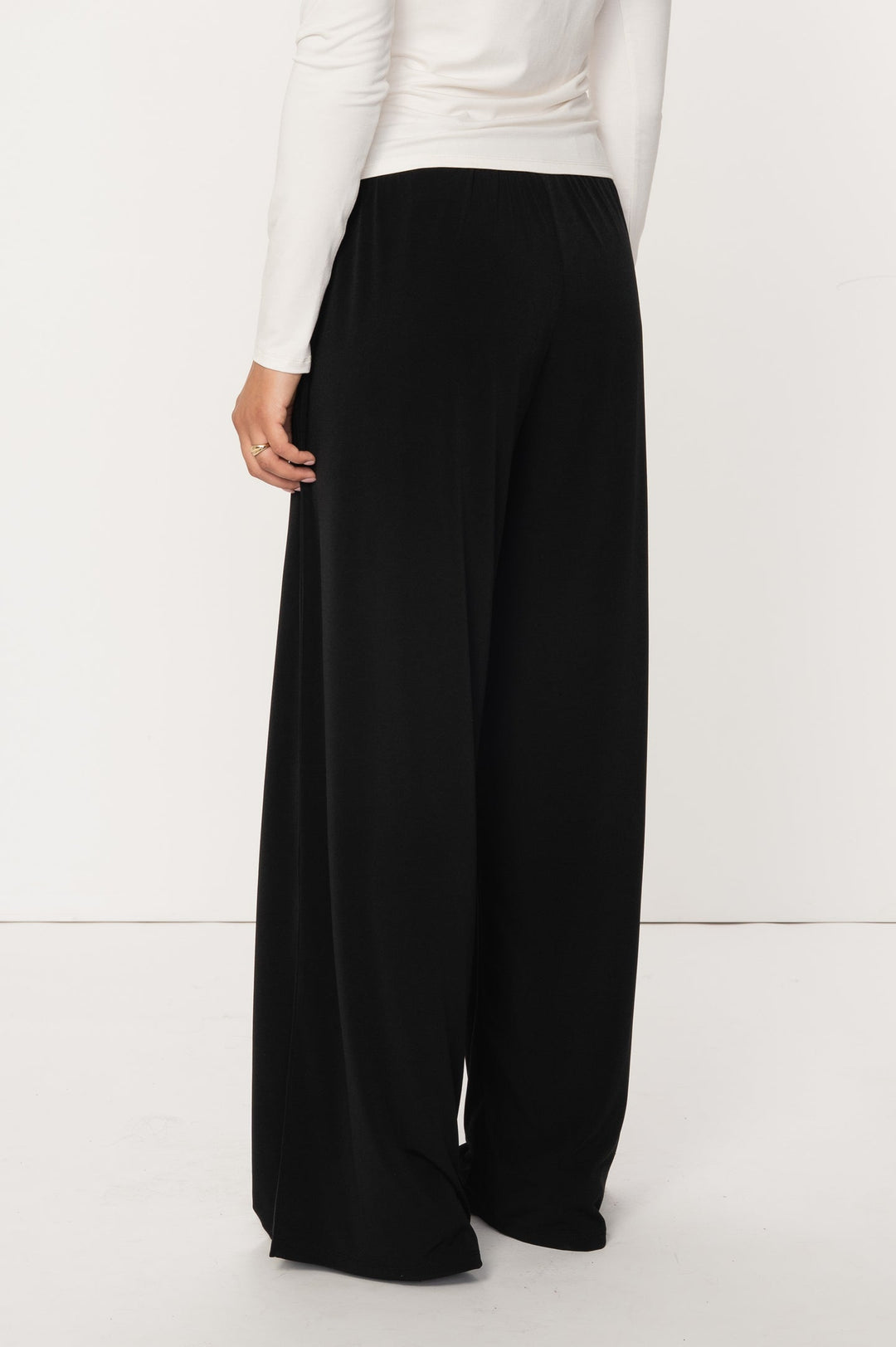Zyra High Waist Jersey Trousers Black