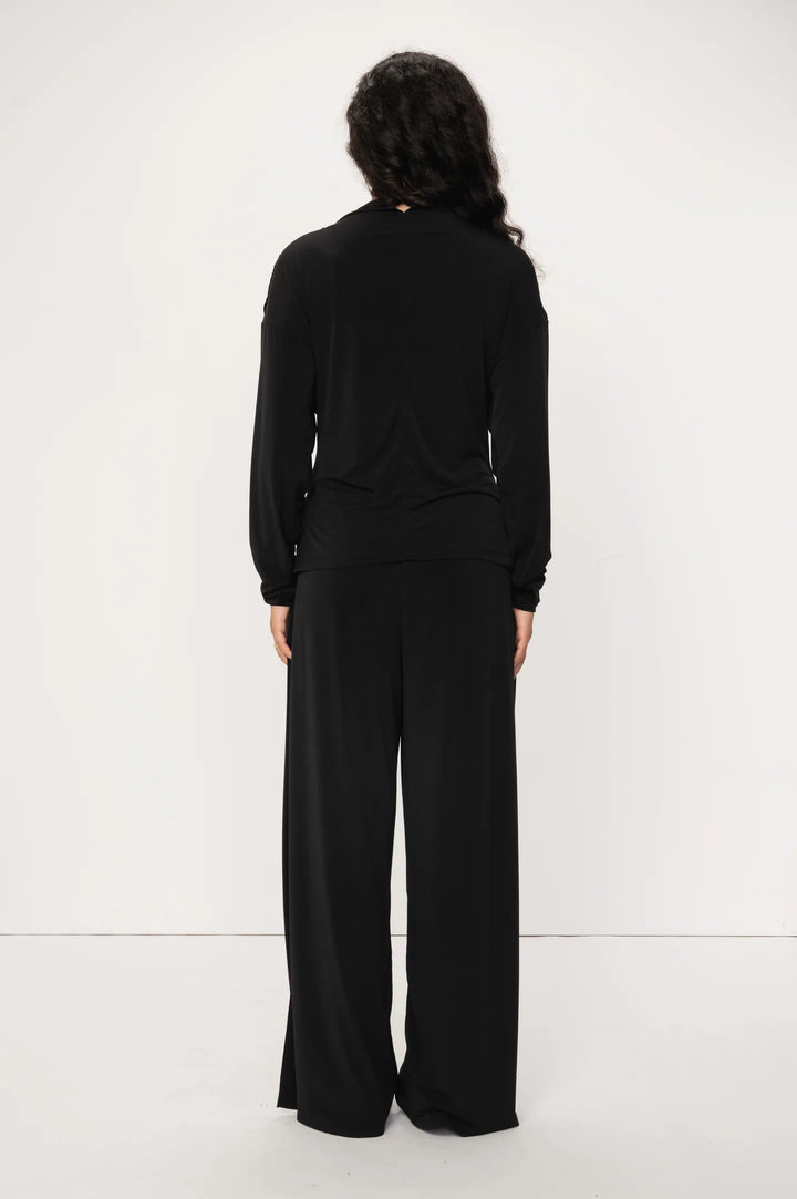 Zyra High Waist Jersey Trousers Black