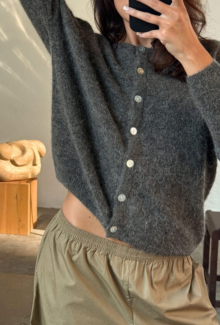 Flora Cardigan Knit Mole Melange