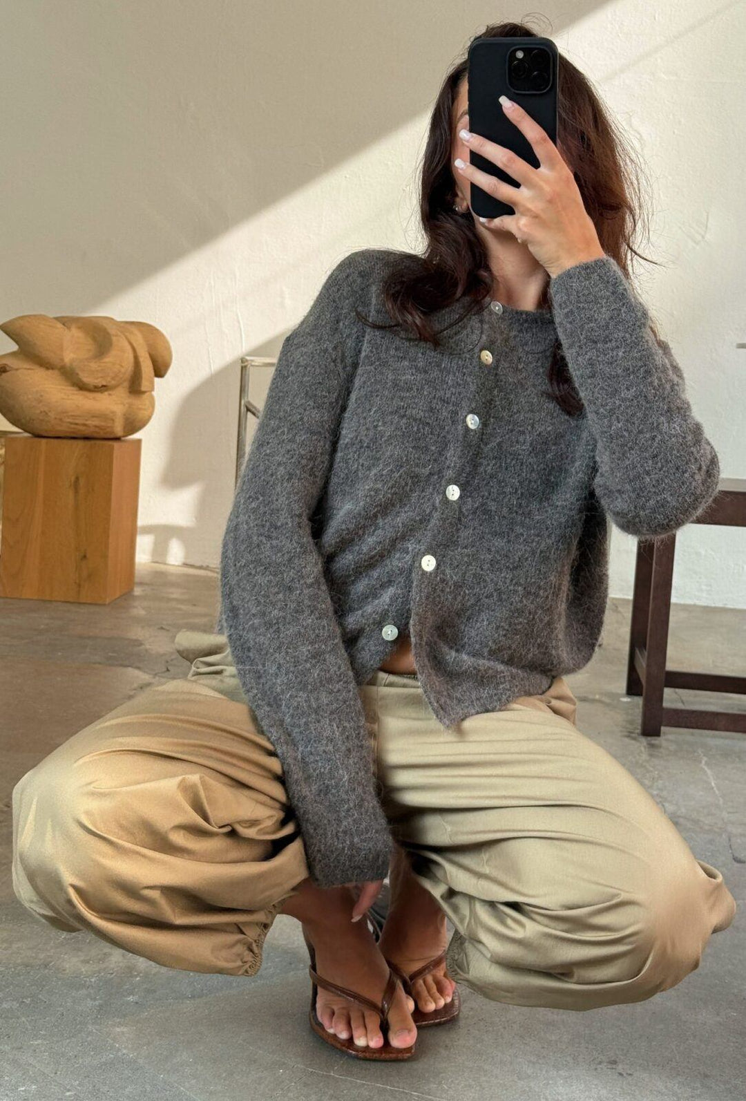 Flora Cardigan Knit Mole Melange