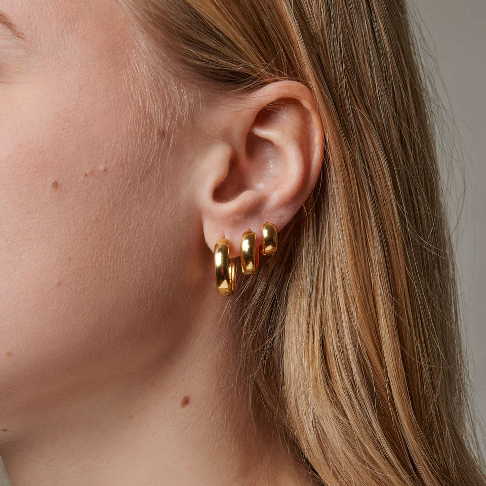 Classic Wide 15mm Hoops Gold