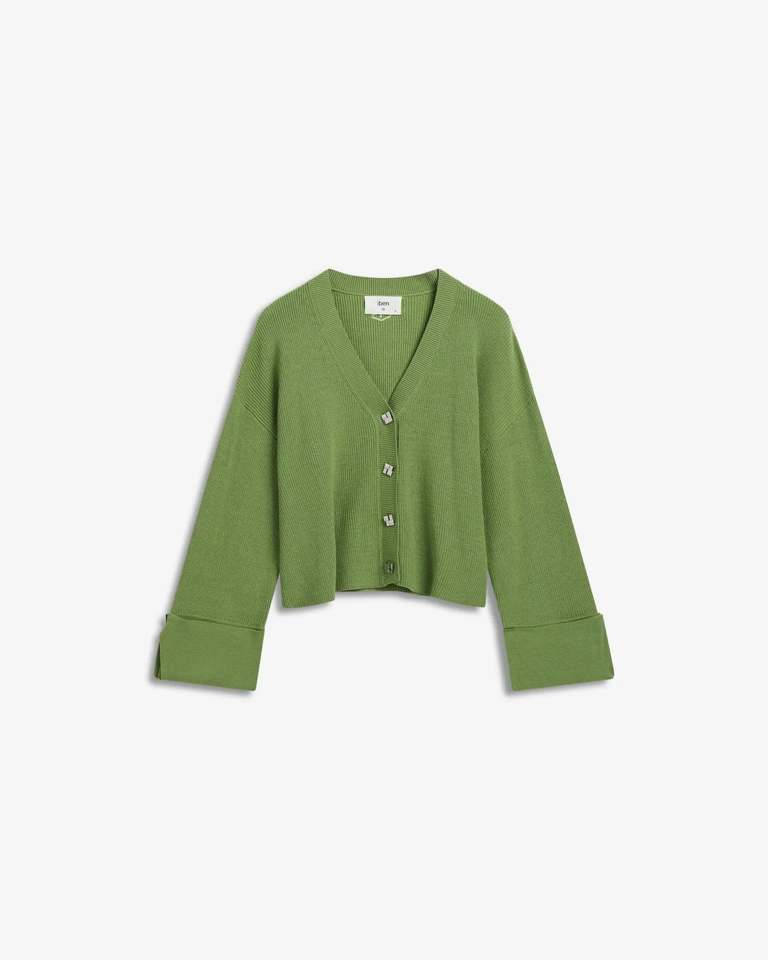 Atari Rib Cardigan Leaf Green