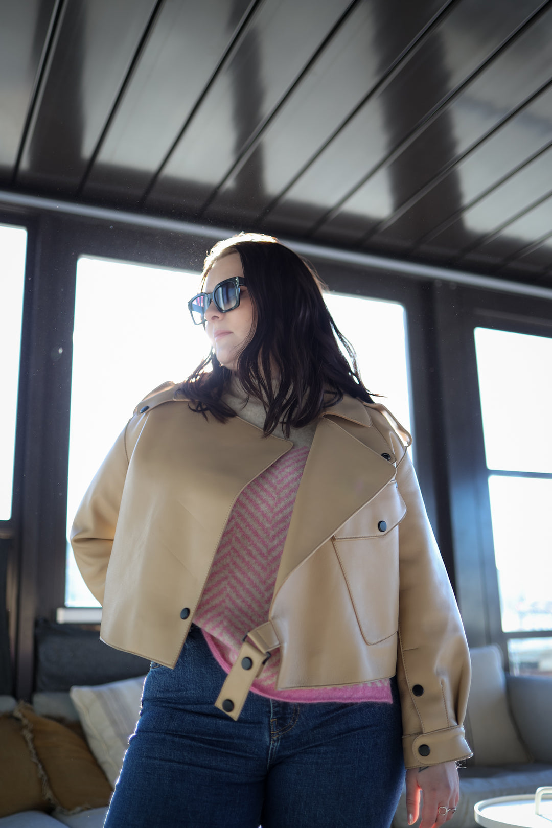 Simi Leather Jacket Beige