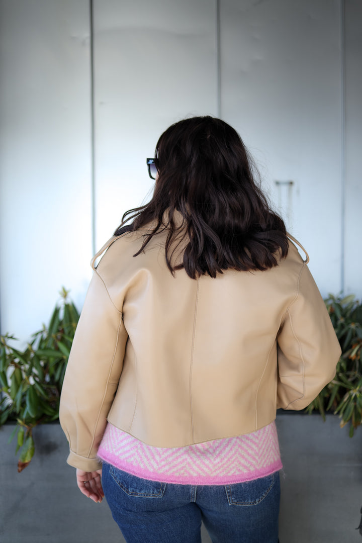 Simi Leather Jacket Beige