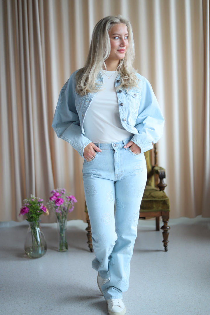 Round Sleeve Denim Jacket Light Blue Denim