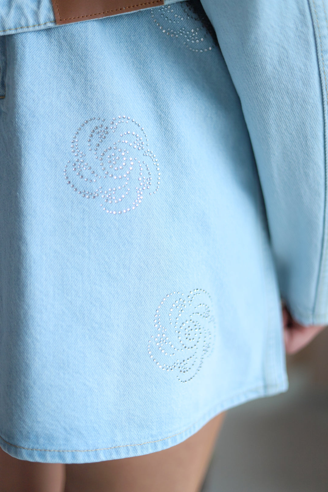Round Sleeve Denim Jacket Light Blue Denim