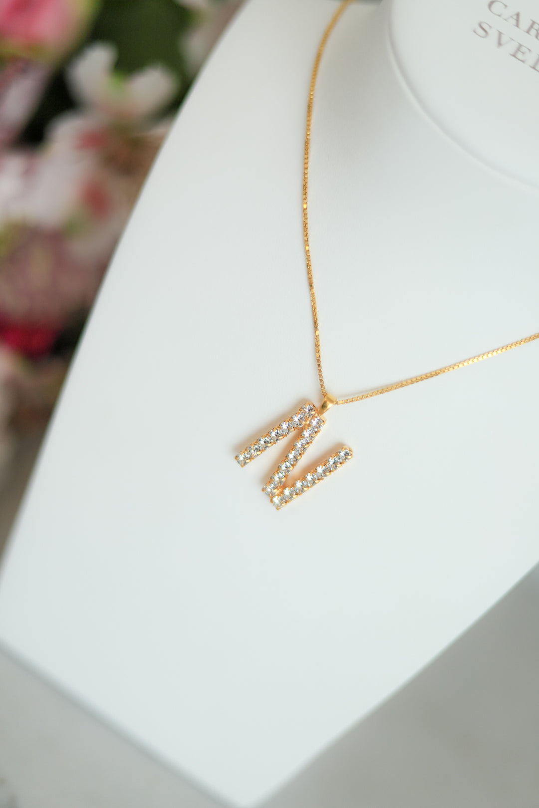 Letter Necklace Crystal Gold 50 cm