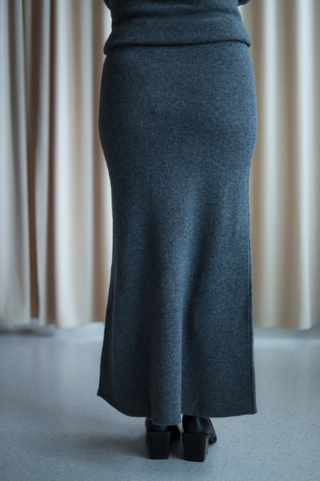 Jana Knit Skirt Dark Grey Melange