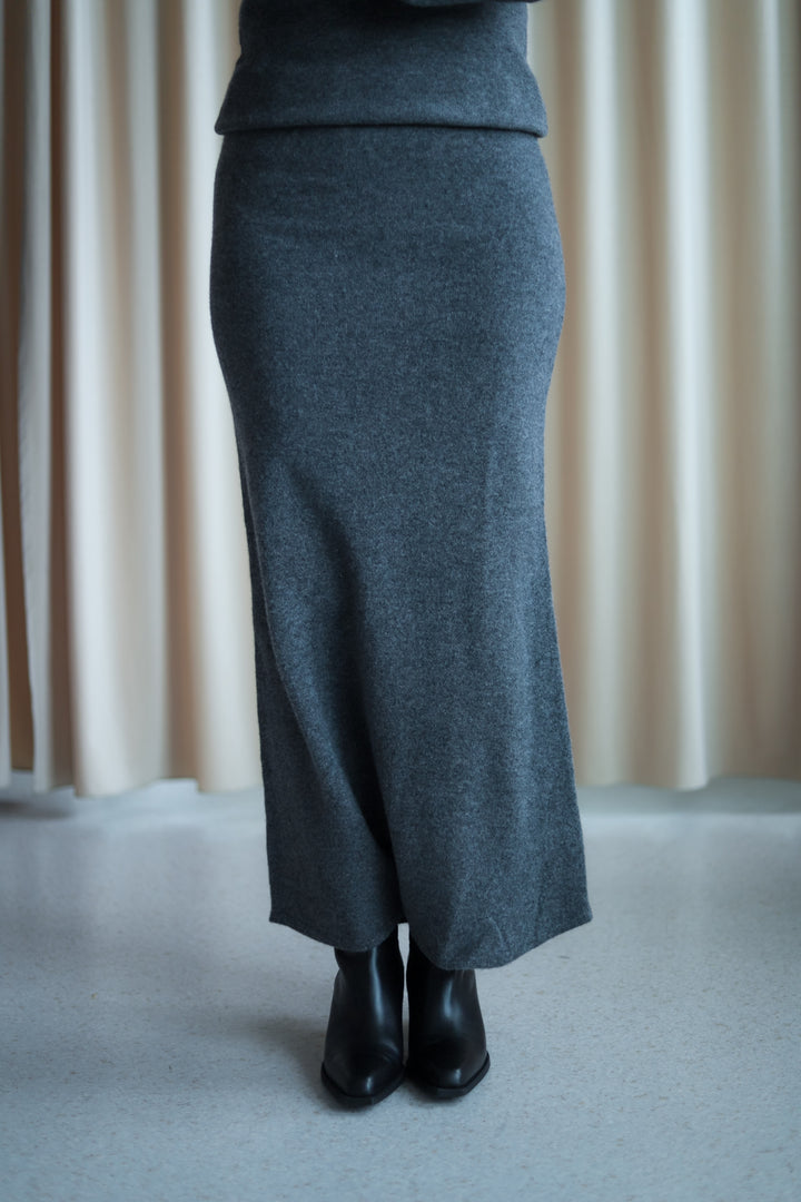 Jana Knit Skirt Dark Grey Melange