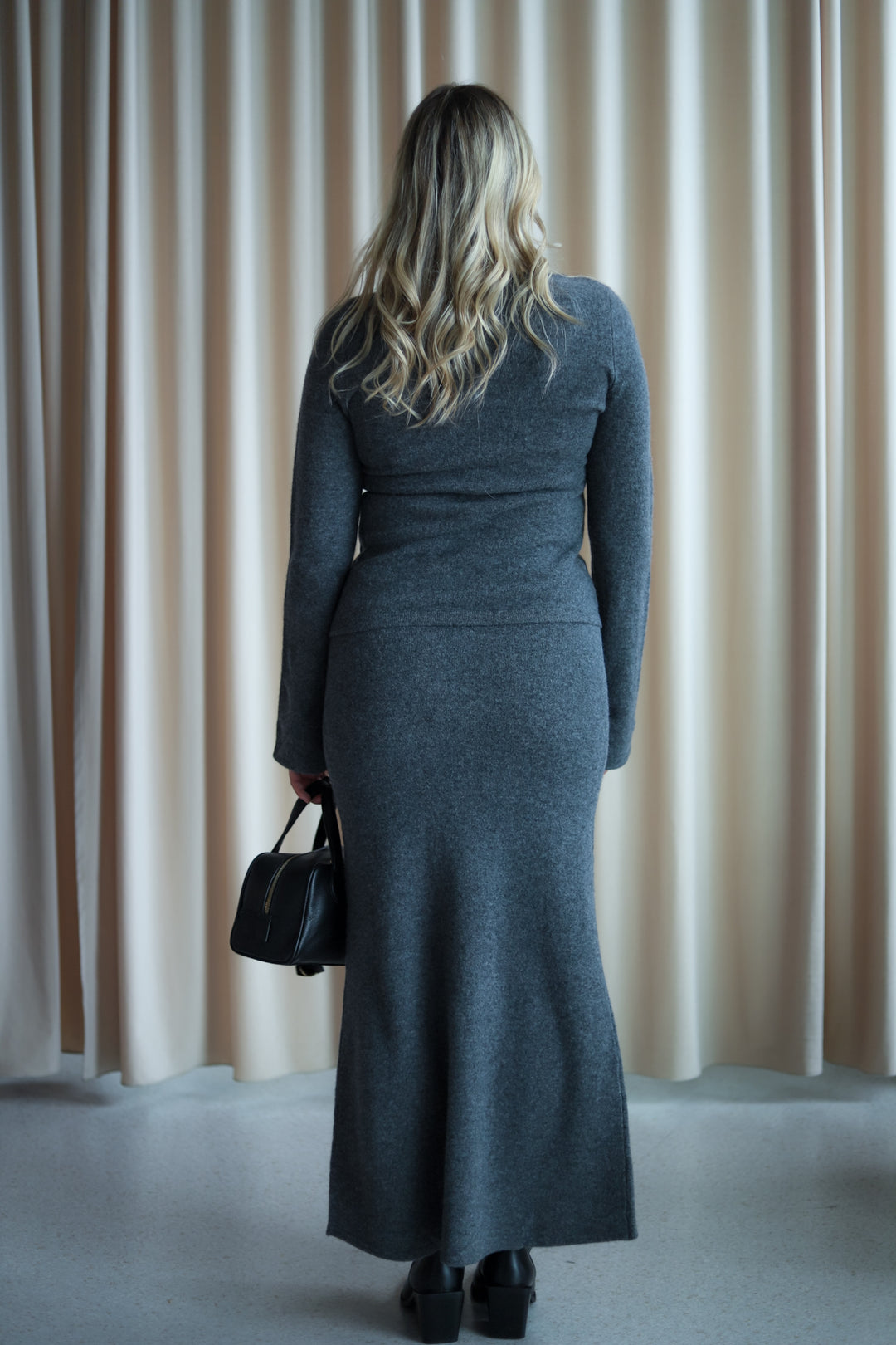 Jana Knit Skirt Dark Grey Melange