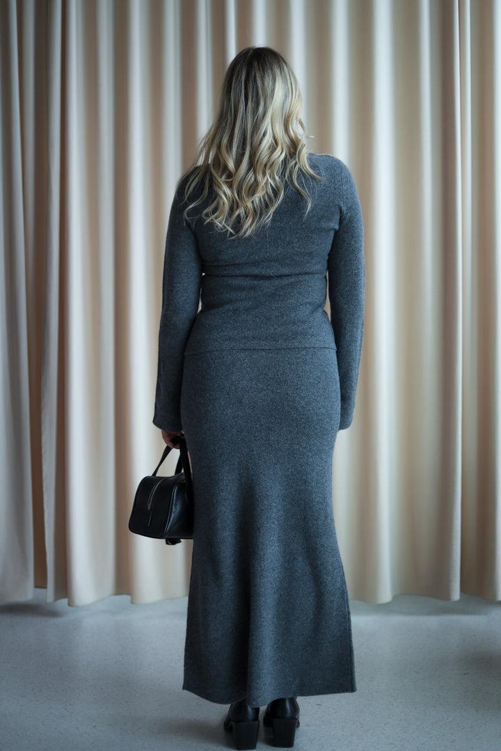 Jana Knit Skirt Dark Grey Melange