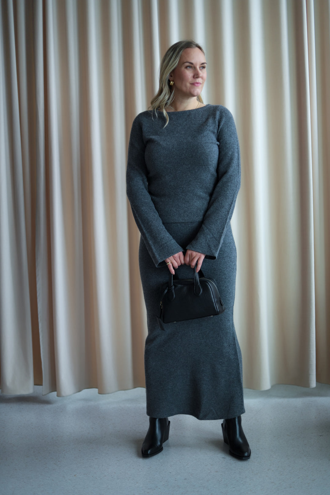 Jana Knit Skirt Dark Grey Melange