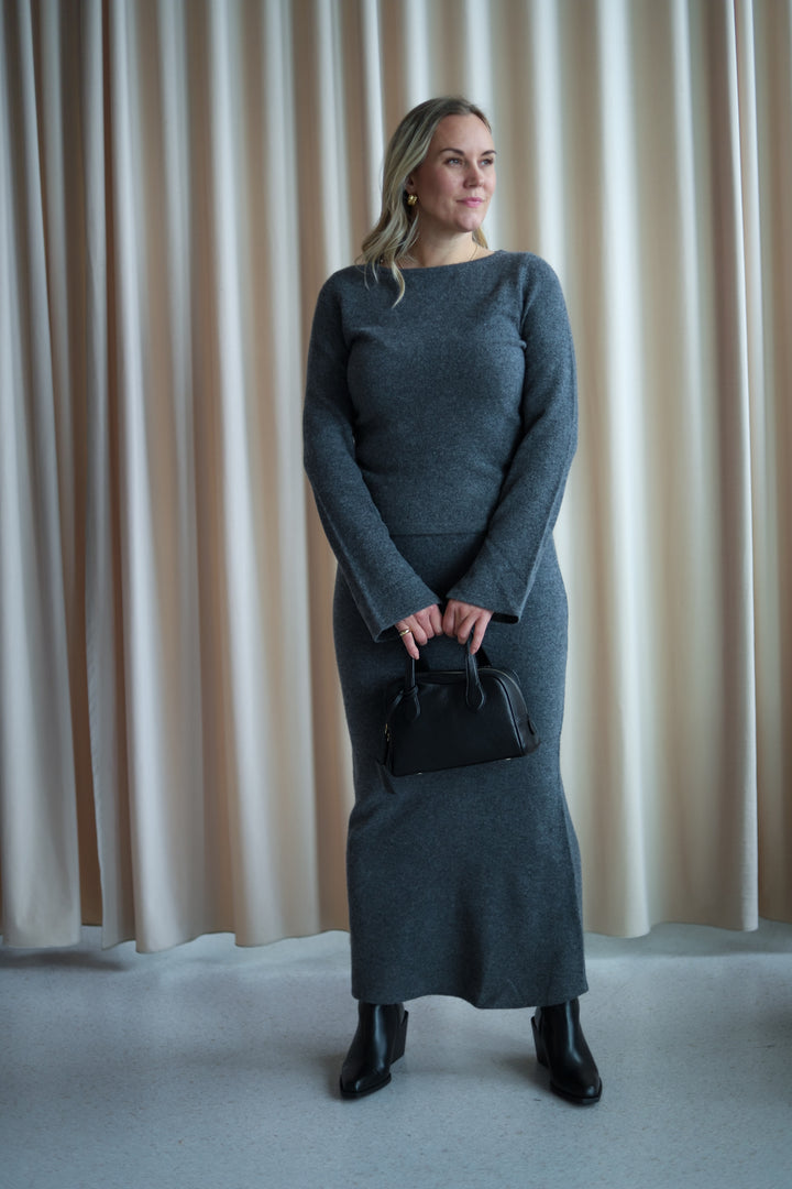 Jana Knit Skirt Dark Grey Melange