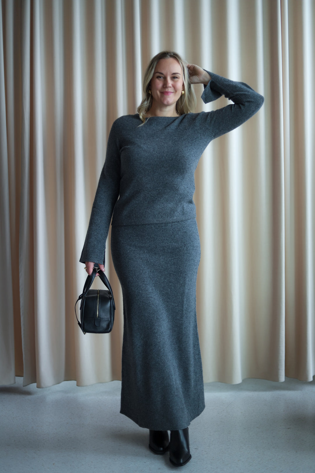 Jana Knit Skirt Dark Grey Melange