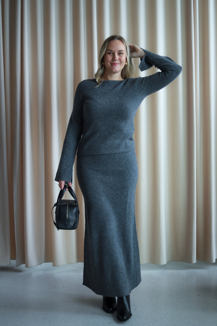 Jana Knit Skirt Dark Grey Melange