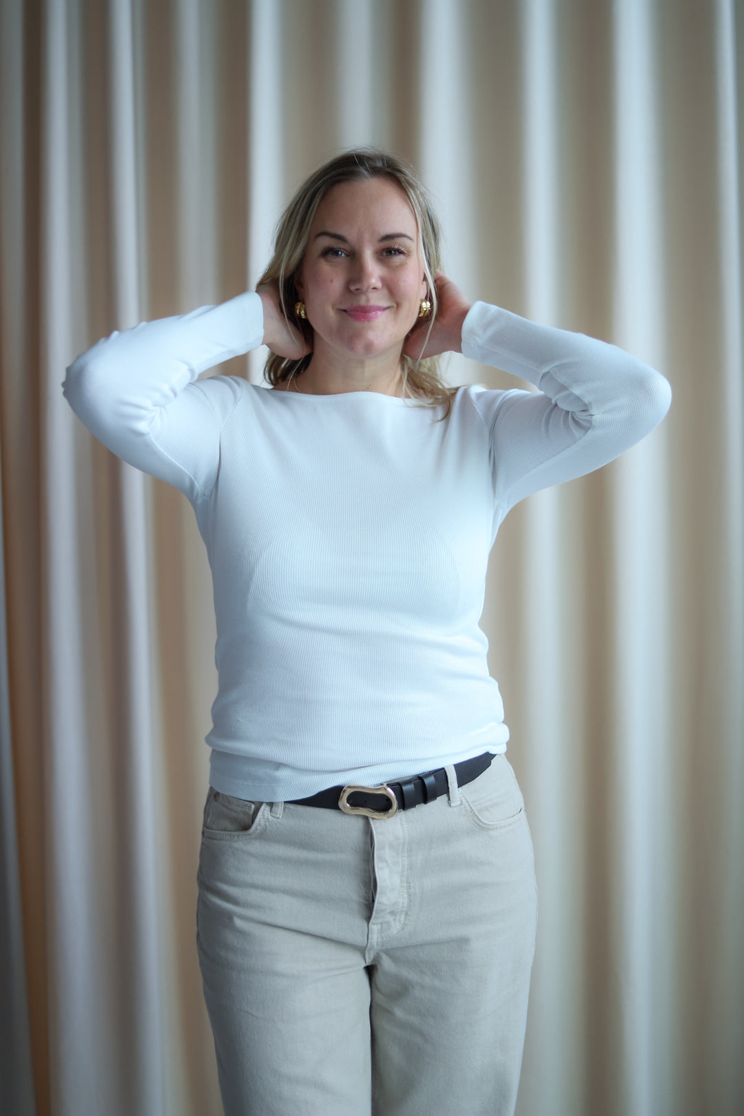 Petronella Rib Boatneck Off-White
