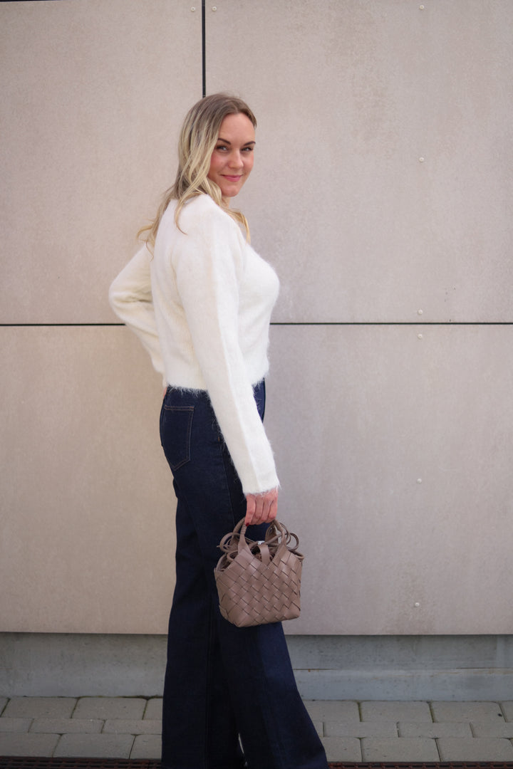 Hairy Knit Fitted Sweater Off White