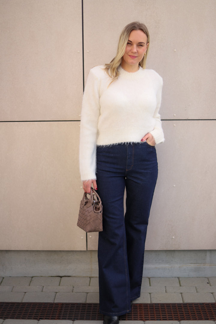 Hairy Knit Fitted Sweater Off White