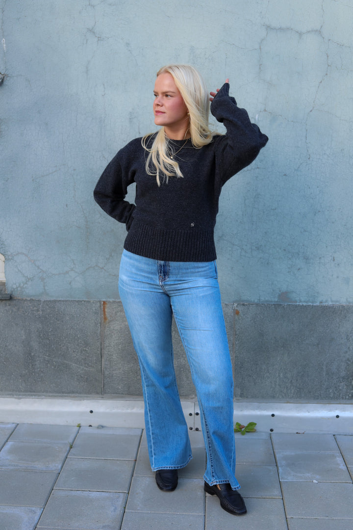 Julia Cropped Crewneck Dk. Grey