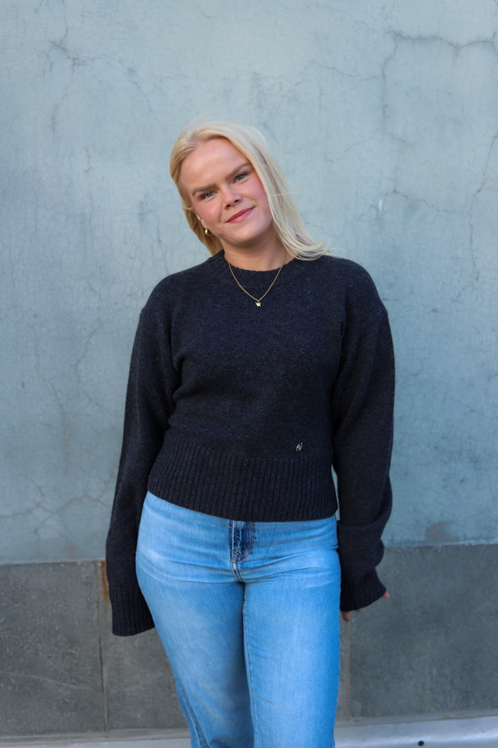 Julia Cropped Crewneck Dk. Grey