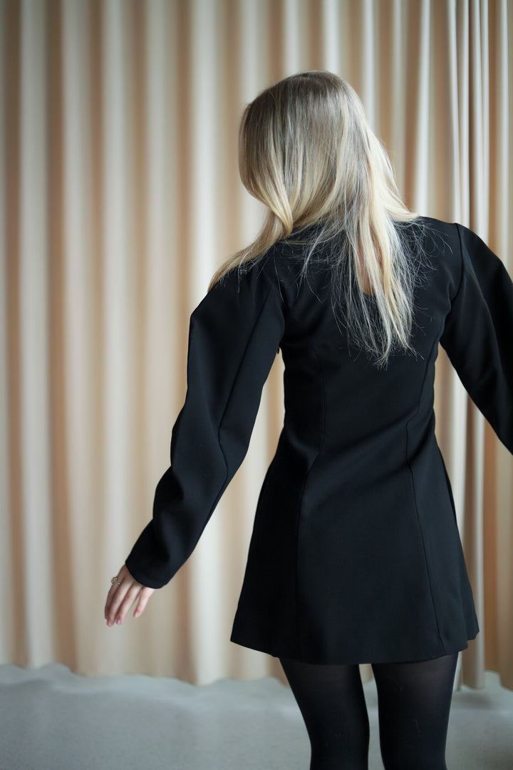 Suiting Flared Mini Dress Black