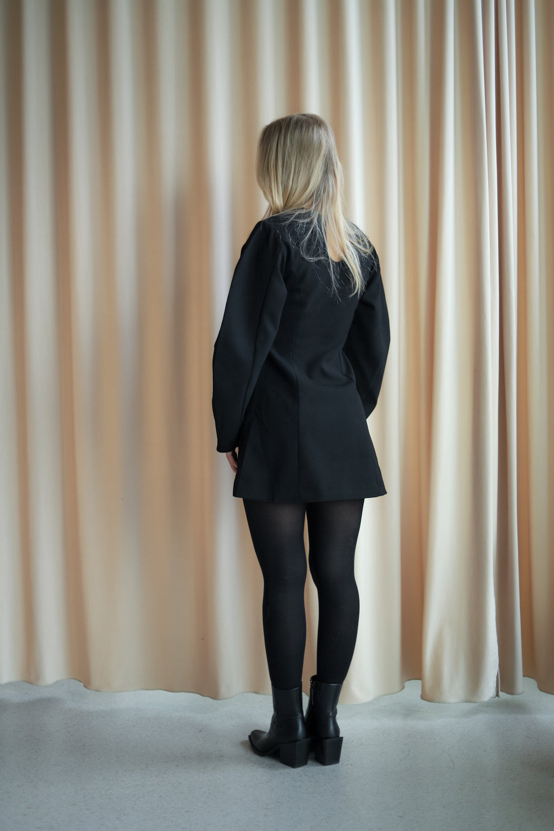 Suiting Flared Mini Dress Black