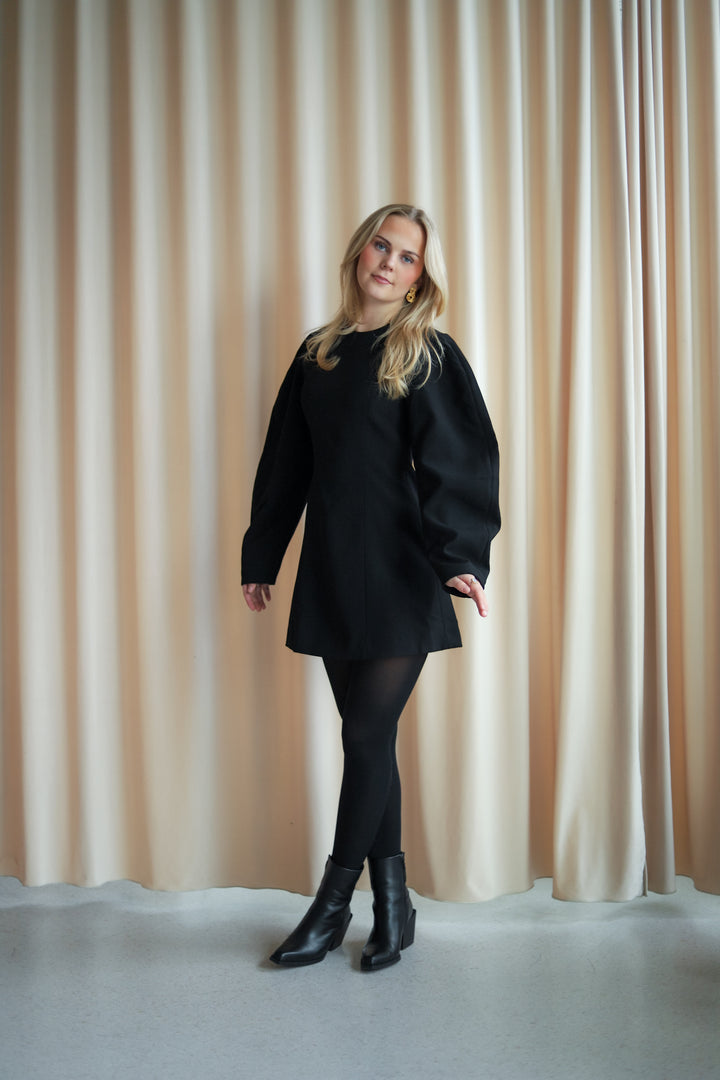 Suiting Flared Mini Dress Black