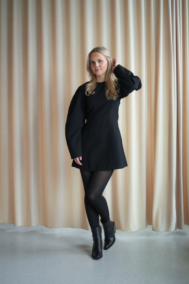 Suiting Flared Mini Dress Black