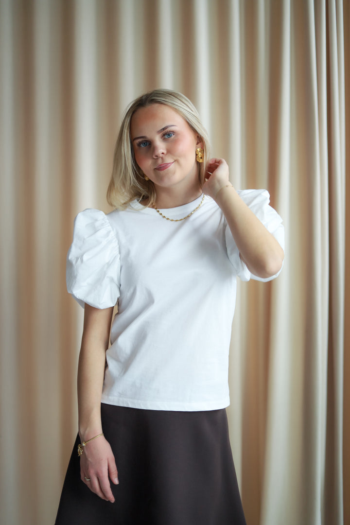 Puff Sleeve T-Shirt Bright White