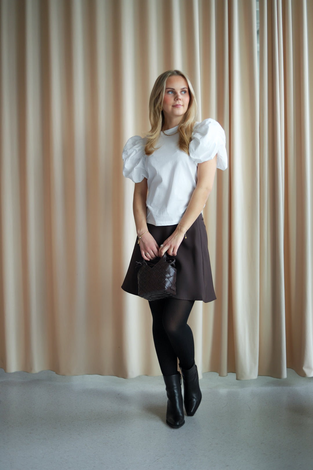 Puff Sleeve T-Shirt Bright White