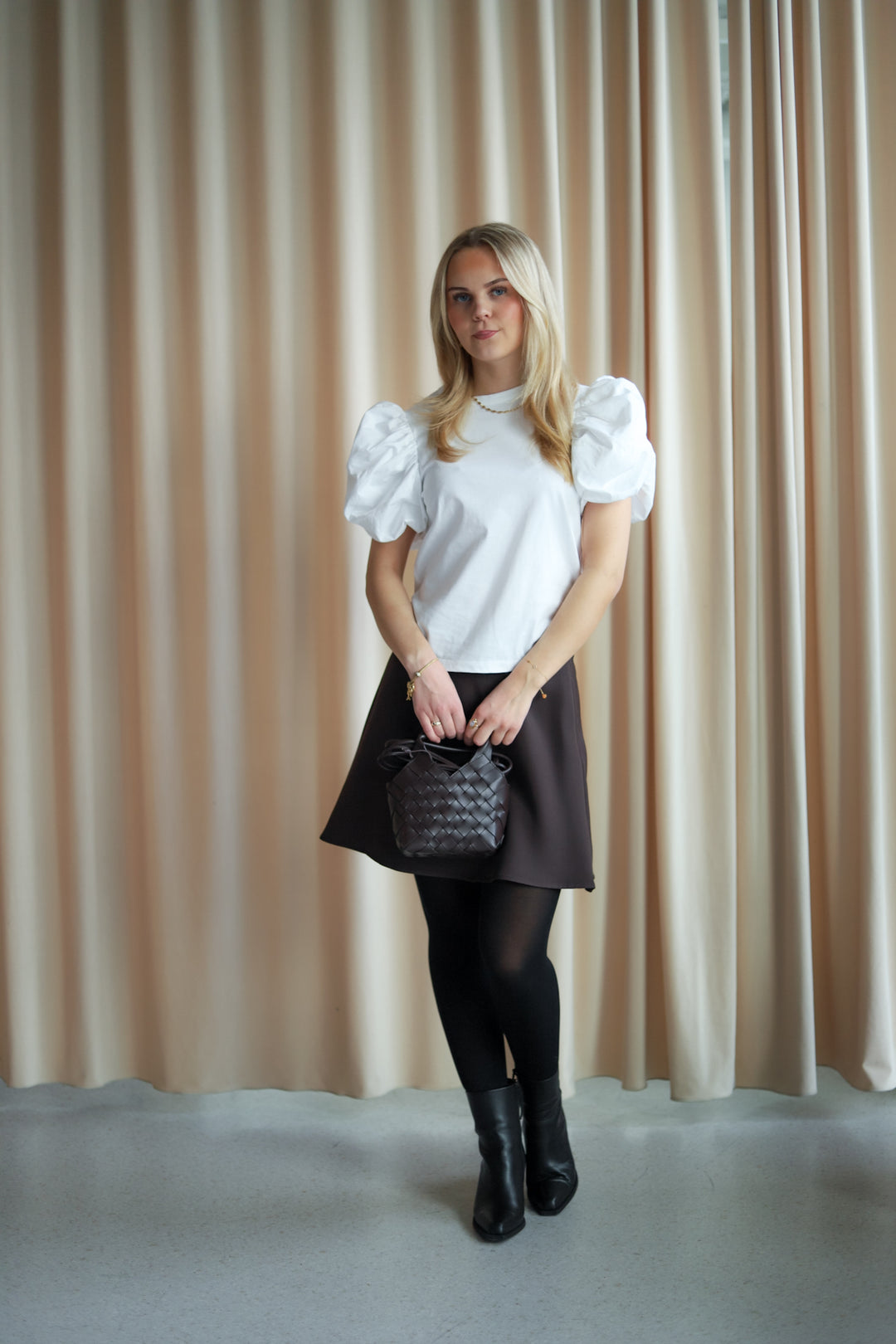 Puff Sleeve T-Shirt Bright White