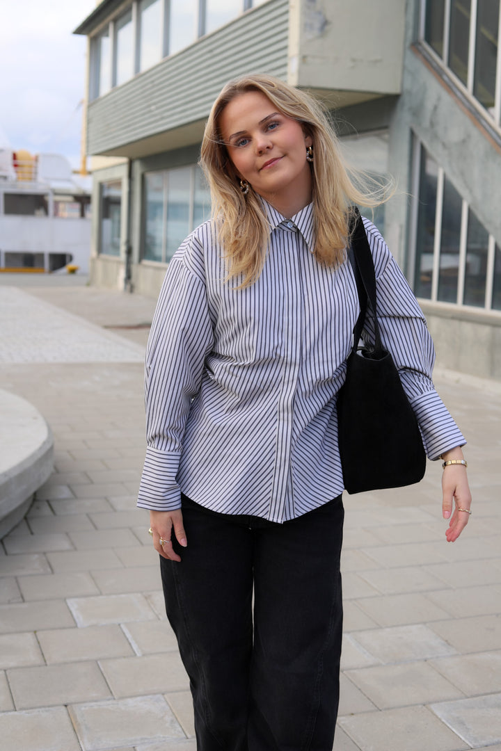 Gemma Tie Stripe Shirt Beige