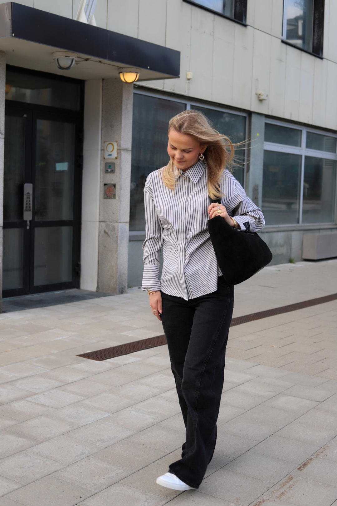 Gemma Tie Stripe Shirt Beige