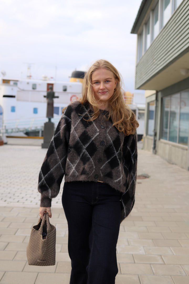 Sida Multi Cardigan Black/Chestnut