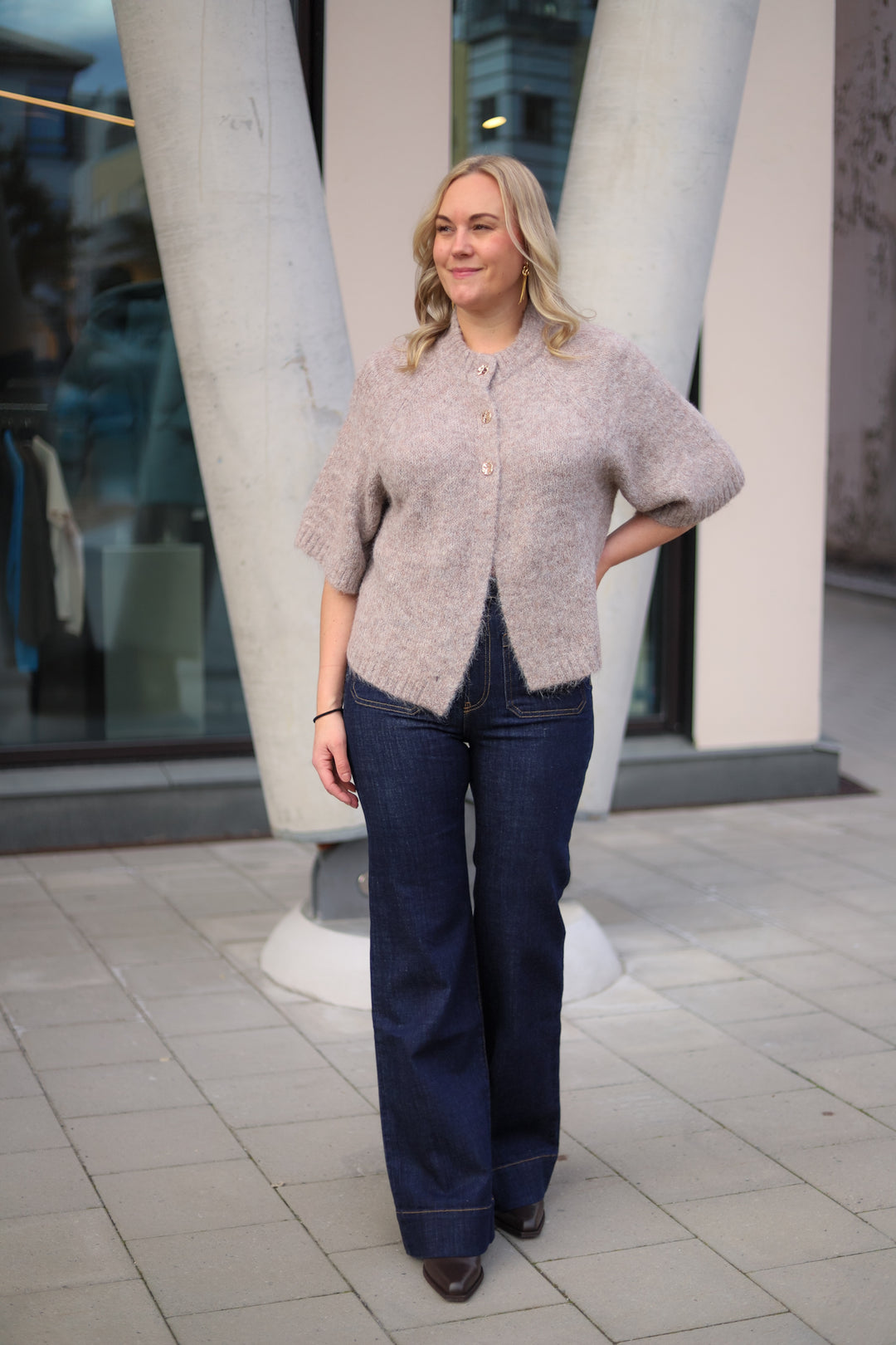 Benuta Fluffy Cardigan Beige Melange