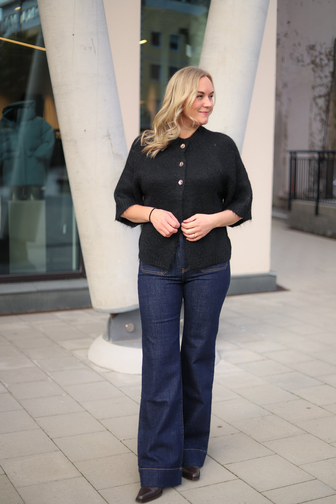 Benuta Fluffy Knit Cardigan Black