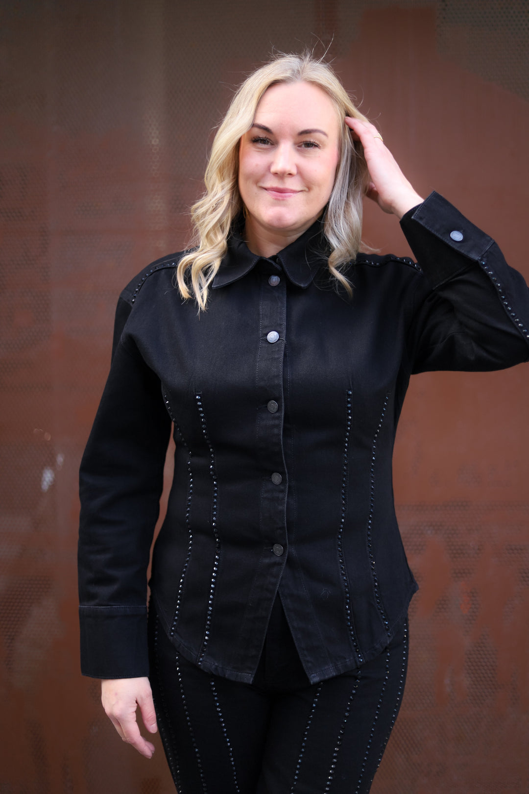 Eloise Embellished Shirt Black