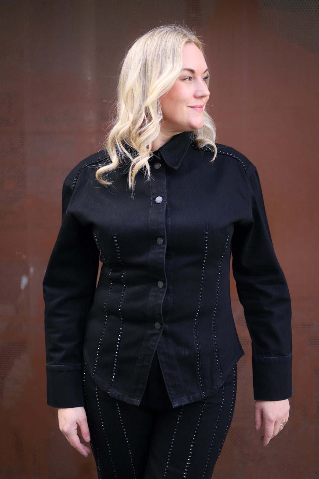Eloise Embellished Shirt Black