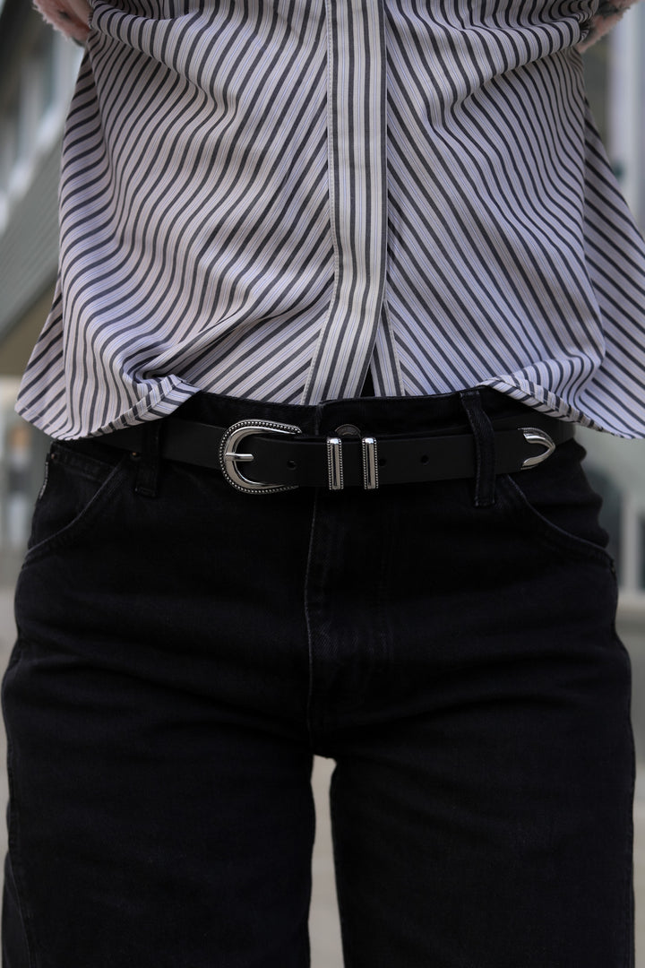 Aubrey Belt Black Silver