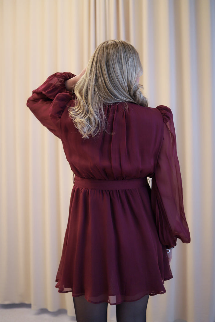 Organza Mini Dress Burgundy