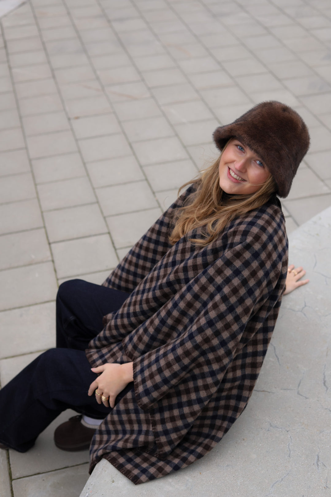 Tableau Poncho Brown Check