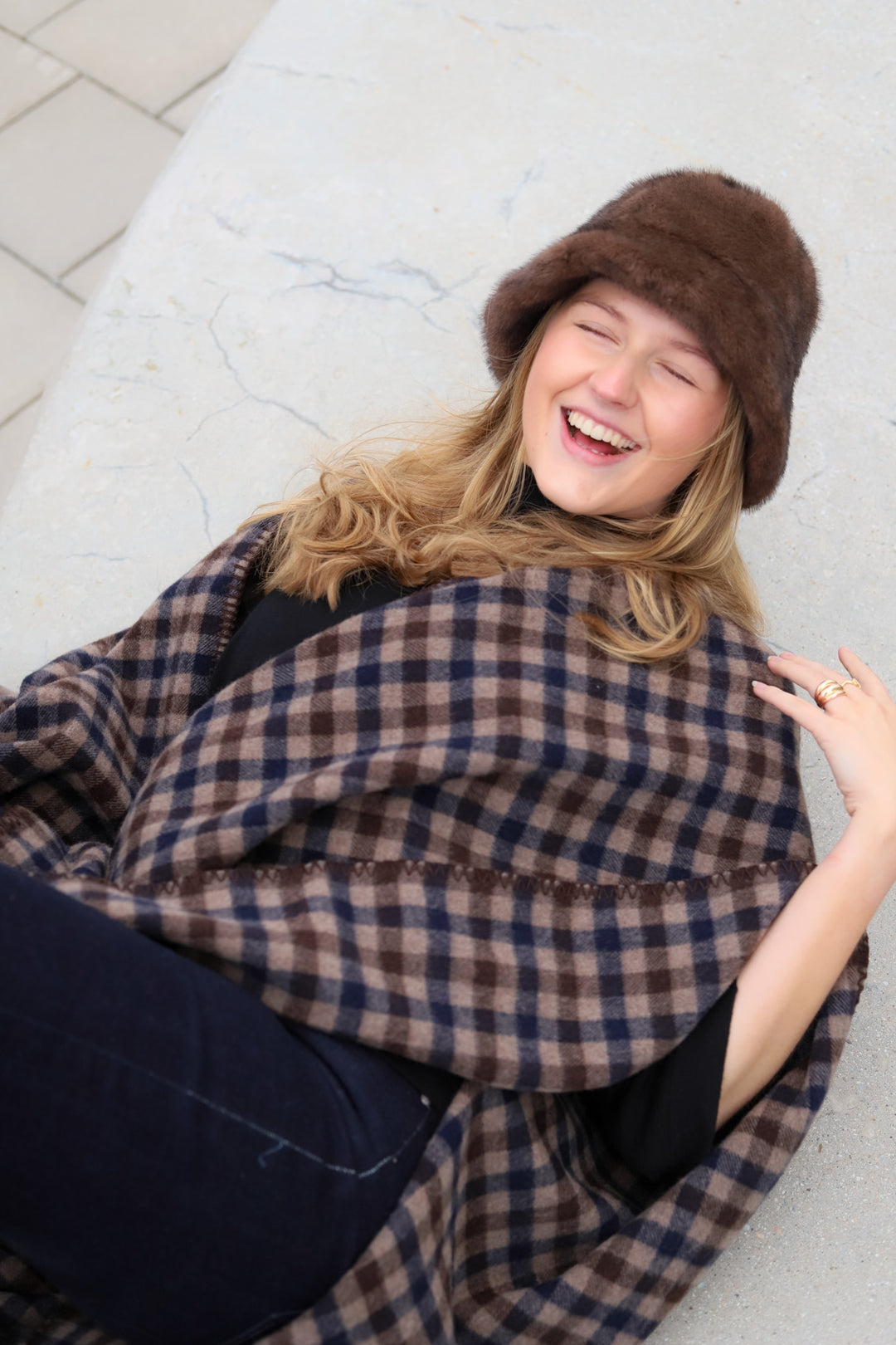 Tableau Poncho Brown Check