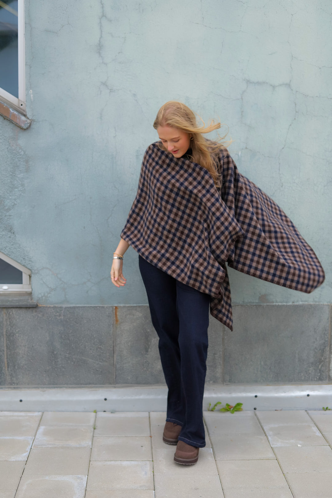 Tableau Poncho Brown Check