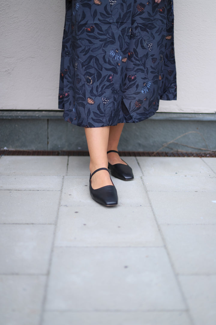 Petina Black Nappa Mary Jane Flats