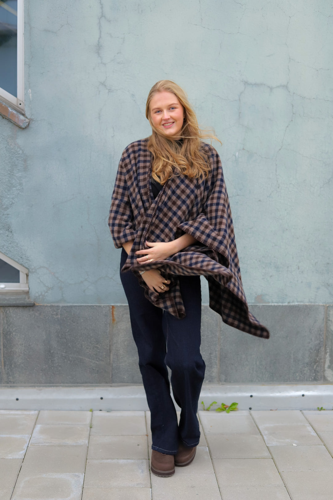 Tableau Poncho Brown Check