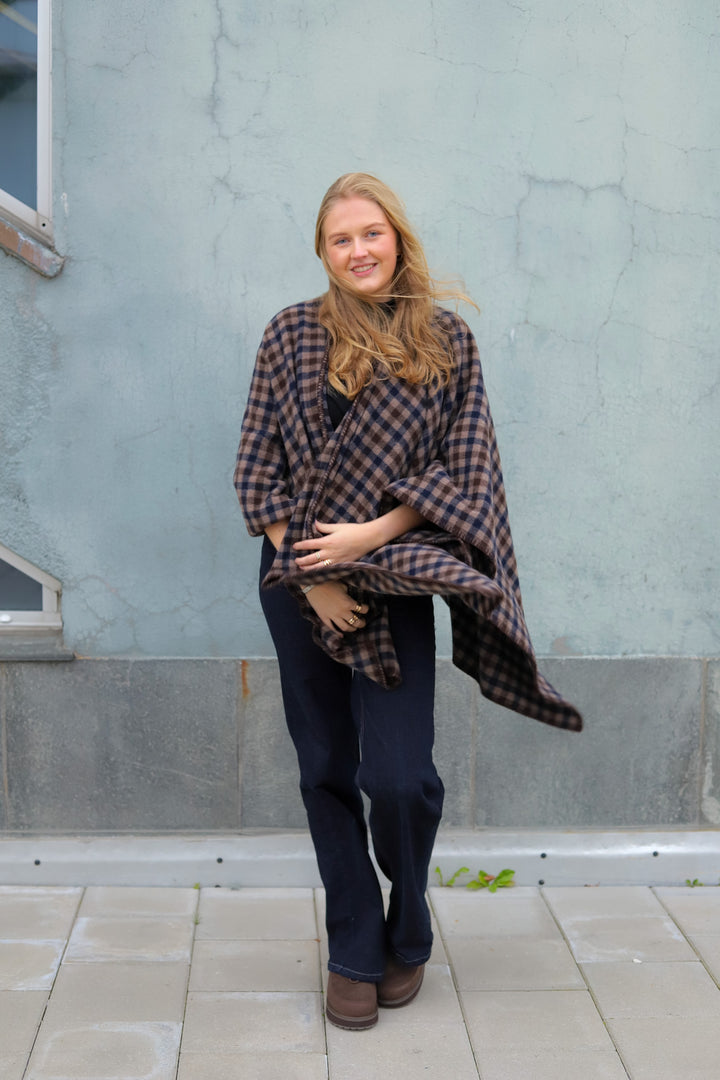 Tableau Poncho Brown Check