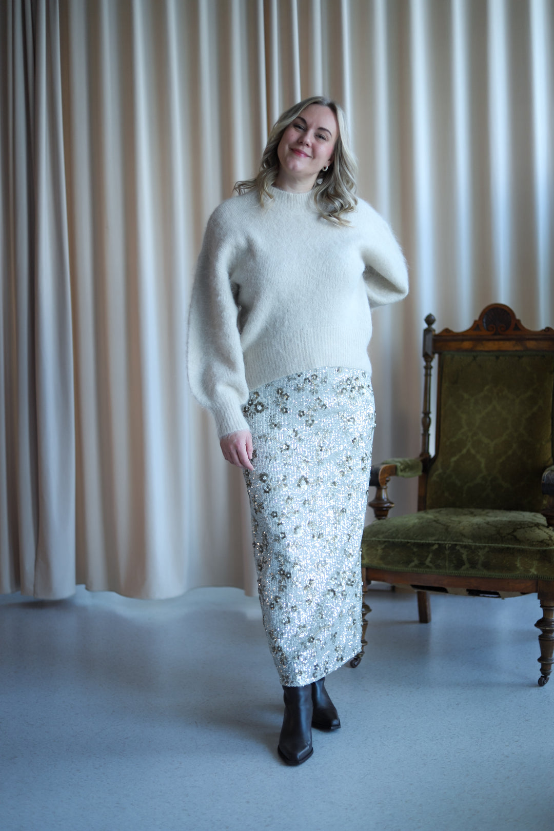 Magnolia HW Skirt EMB Silver/T Coco